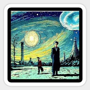 Doctor in Van Gogh Starry Night Scenery Sticker